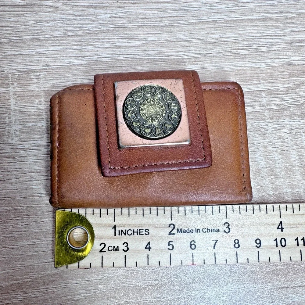 Vintage Rolfs Cowhide Leather 5 Key Caddy Zodiac Medallion Brown USA